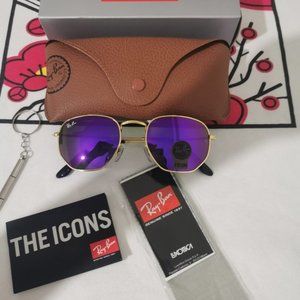 NEW Rayban Flat Hexagonal Lilac Authentic Sunglasses